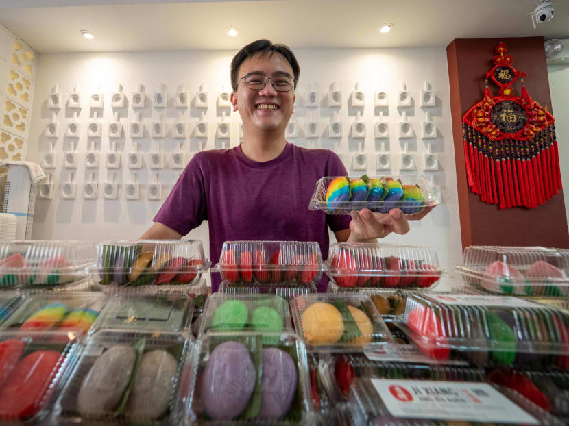 Mr Kelvin Toh Aik Long, 40, who opened a new branch of his parents’ traditional ang ku kueh stall during the pandemic, struggled to win over younger customers who did not find the product “cool”.