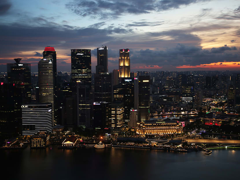 A skyline of Singapore's financial district.