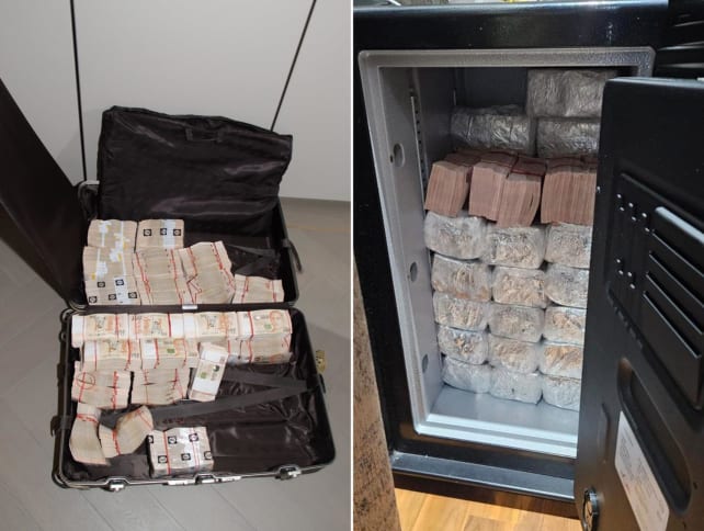 Photos of cash that was seized by the police on Aug 15, 2023. 