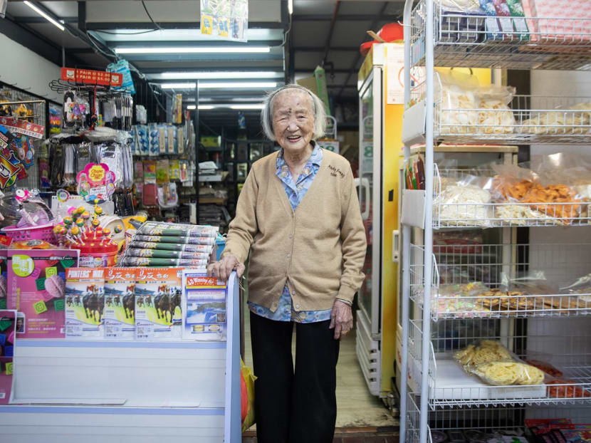 Madam Sie Choo Yong posing for a photo at her son's shop in Beauty World Centre on June 13, 2024. 