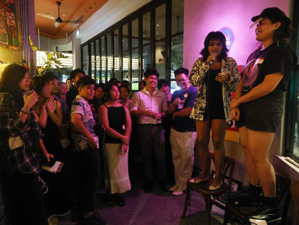 Participants at a singles mingle party held at the Middle Child Wine Bar on Aug 6, 2024. 