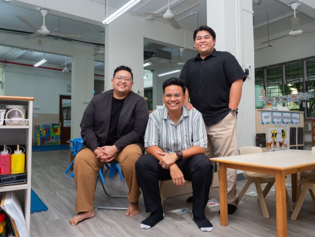 From left: Mr Muhammad Hadi Kamal, Mr Mohamad Noorhisyam Rohani and Mr Malik Saiful Nizam Rosli are three of the four founders of a support group for male preschool teachers such as themselves.