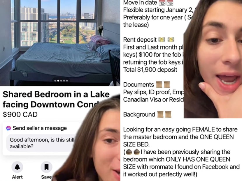 Canada-based realtor Anya Ettinger reacting to a supposed "hot bedding" rental listing in a viral TikTok video in October 2023.
