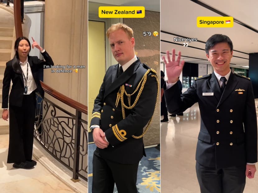 Screengrabs from one of the TikTok videos about the Shangri-La Dialogue, posted by Singapore's Ministry of Defence.