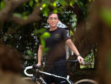 Mr Hansen Hu kept up an active lifestyle during and after his cancer treatment four years ago. 