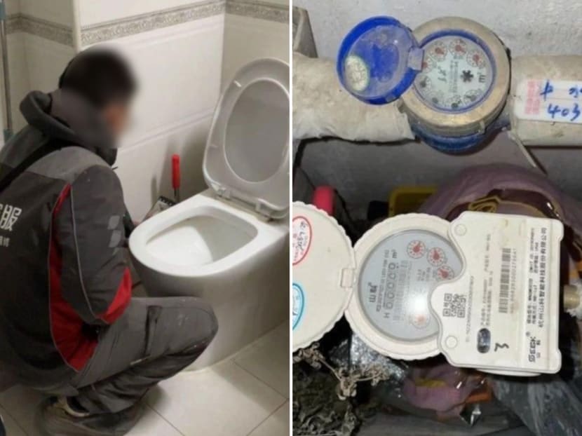 A couple living in a rental apartment in Beijing, China found out they had been unknowingly drinking toilet water for half a year after the man checked the water meter (right).